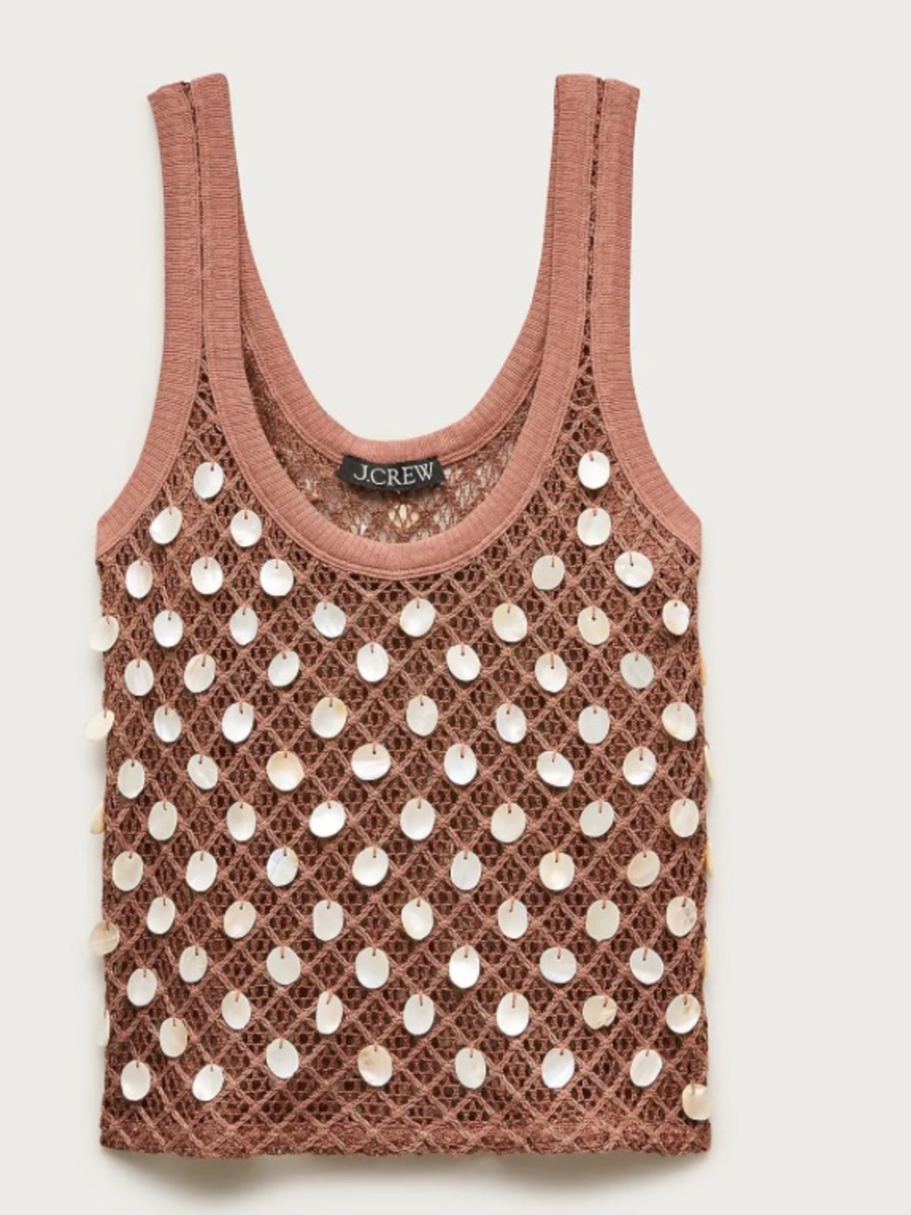 J crew elm wood Crochet shell-embroidered tank top